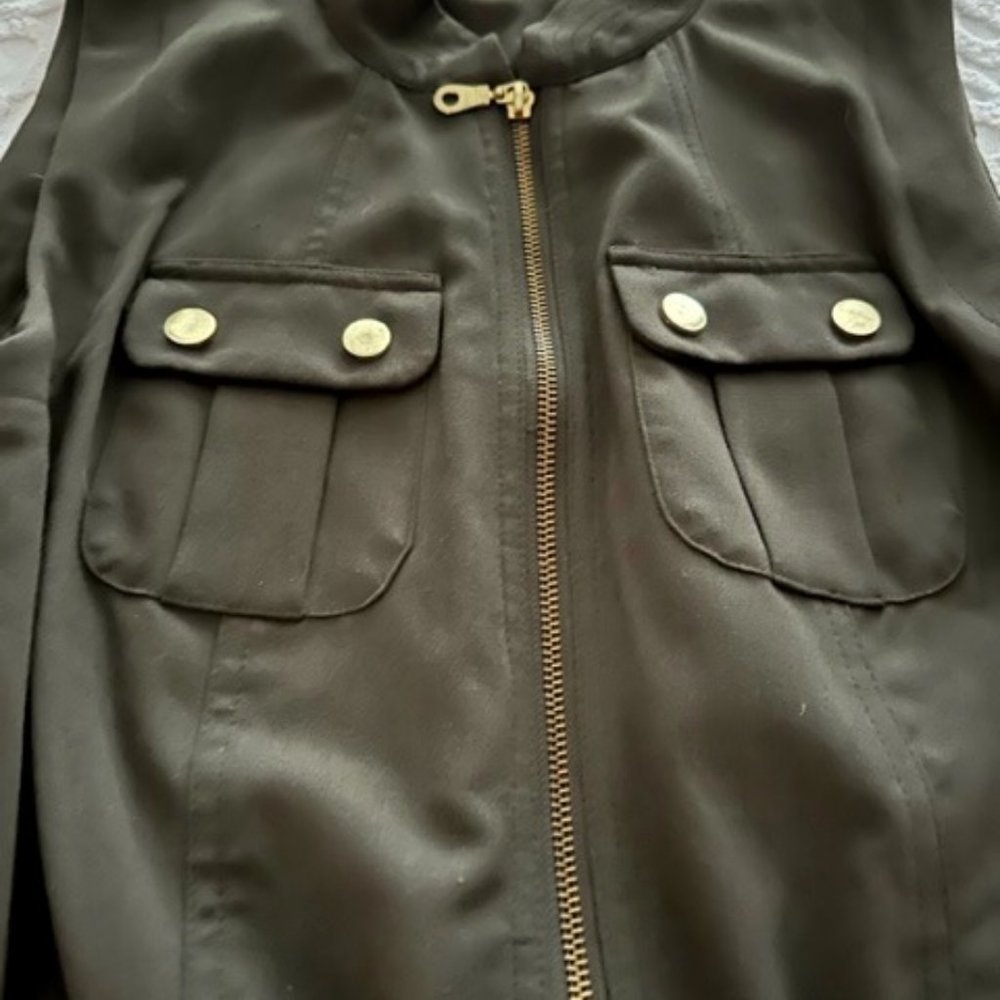 Dark Green zippered Dress with adjustable waist